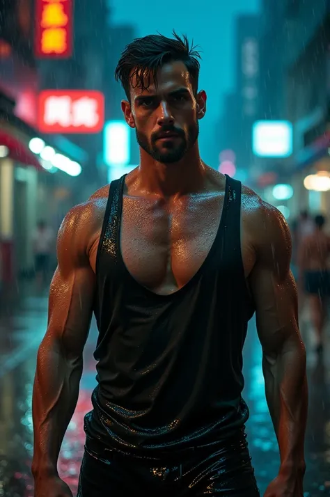 Man with wet shirt 

