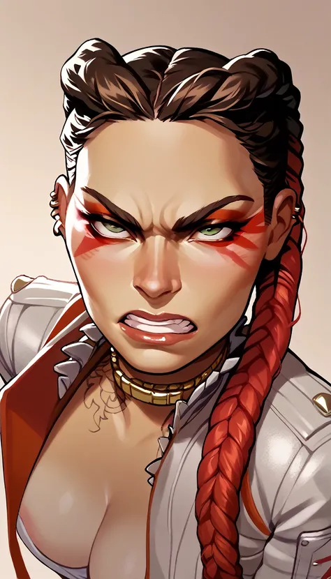 Loba from apex legends, deepthroat, angry face,