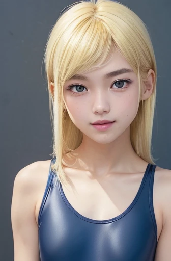 from above:1.5,((cowboy shot:1.5)),armpits,Create a photo of a korean Asian teenager,((beautiful cute idol girl:1.5)), ((blonde  hair:1.5)),11yo,narrow eyes:1.5,slim face,slim neck,((thinbody：1.5)),((rasping)),((frat chest)),((clavicle)),((ribs)),((Narrow ...