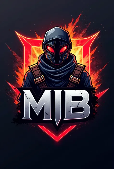 Create a professional sports logo for a Free Fire team named &#39;MIB&#39;. The logo must be unique and never seen before.