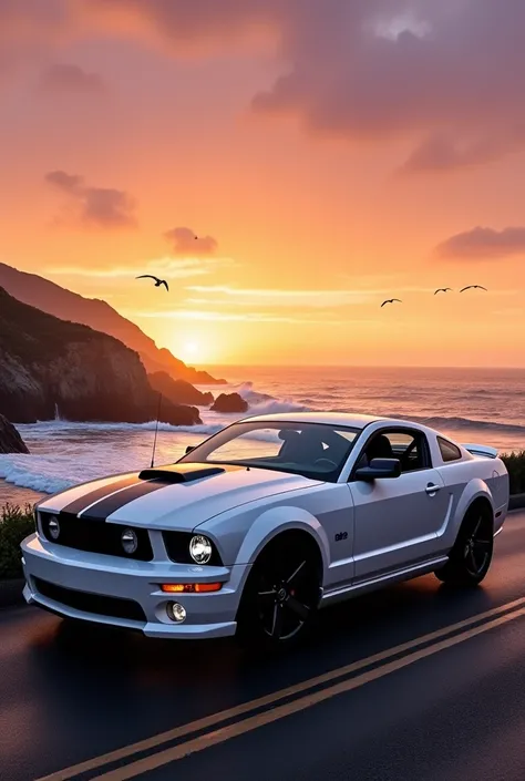 Sunset 2005 white Ford mustang v6