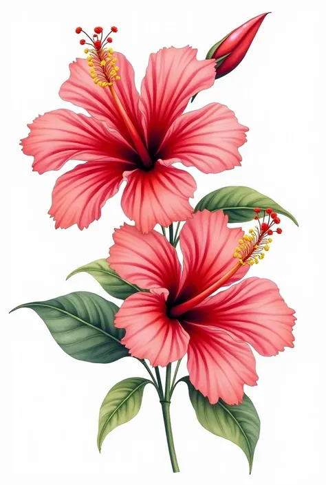 conceptual artwork (ultra-realistc:1.3) Watercolor hibiscus floral draw illustration on white background, pintura colorida em water coloura, pintura colorida em water coloura, water colour, estilo de pintura em water coloura, watercolor style illustration,...