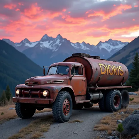 A topo truck with the letters DIORIS stamped on the tank


