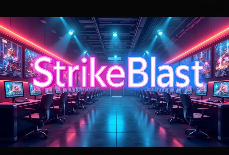 Create an image that has StrikeBlast written on it in the gamer zone background