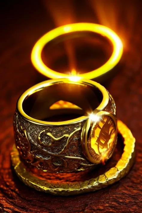 A golden ring of power forged inside a volcano(ring with strange marks)