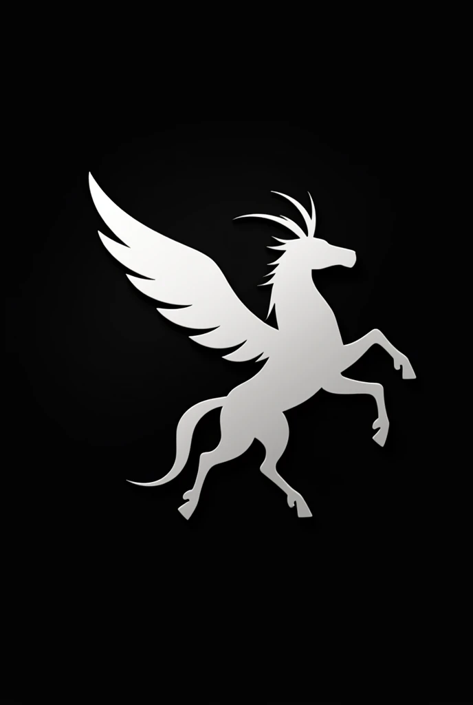 generate a logo I want it to be about a mythological animal hippogriff and have a black background and a white logo, make it minimalist, a flat logo, sin relieves, whole color