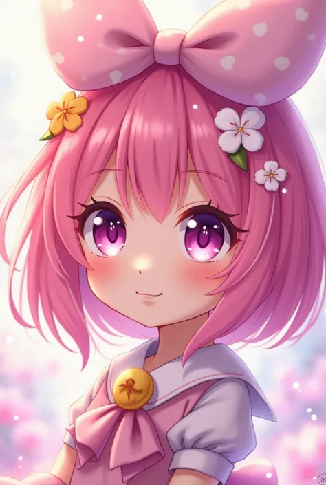 Anime girl with pink hair and a bow in her hair, cute realistic portrait, Guweizu, portrait of a magical girl, cute character, cute art style, Animation Moe Artstyle, Character art from Maple Story, cute portrait, cute anime girl portrait, Portrait of a sm...