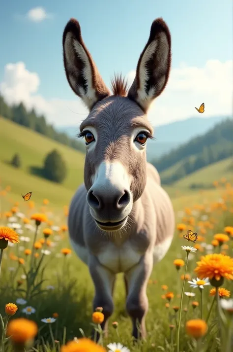 Create an image, of a donkey with a very large head
