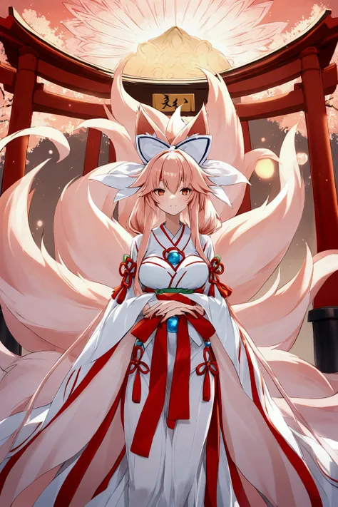 torii　Shrine maiden　Nine-Tailed Fox