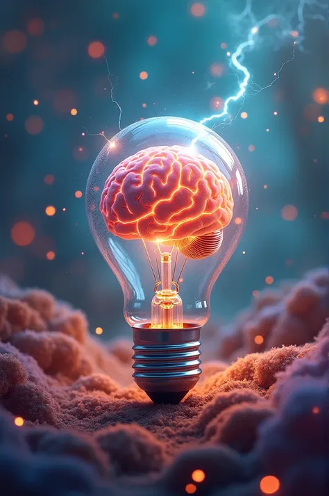 Light bulb with brain 