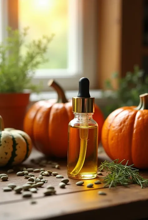 pumpkin oil natural food supplement in drops 