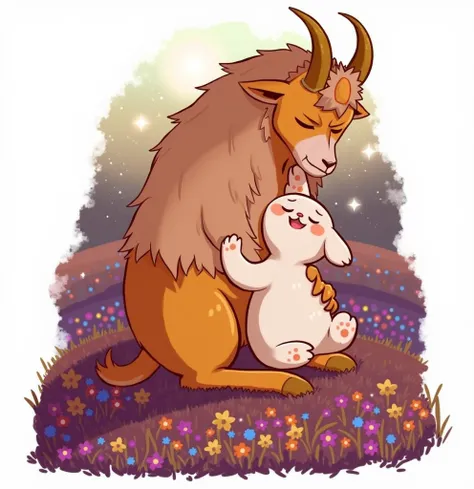 Create an animated illustration of the Undertale characters,Asgore and Toriel romantic,that are as similar as possible to the game are anthropomorphic goats created in a video game called undertale