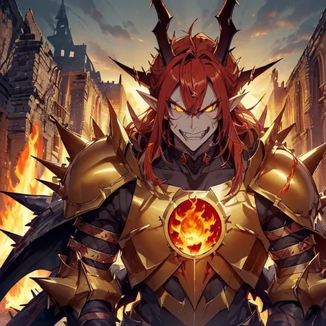 (High Resolution, HD, High Quality), (Super Detailed, High Details), (Masterpiece), (Anime, Anime Style), (Character Design), high fantasy, epic dark demonic fantasy)(detailed background)(chaos)(warhammer aesthetic)
{{evil giant demon prince:(((red demon s...