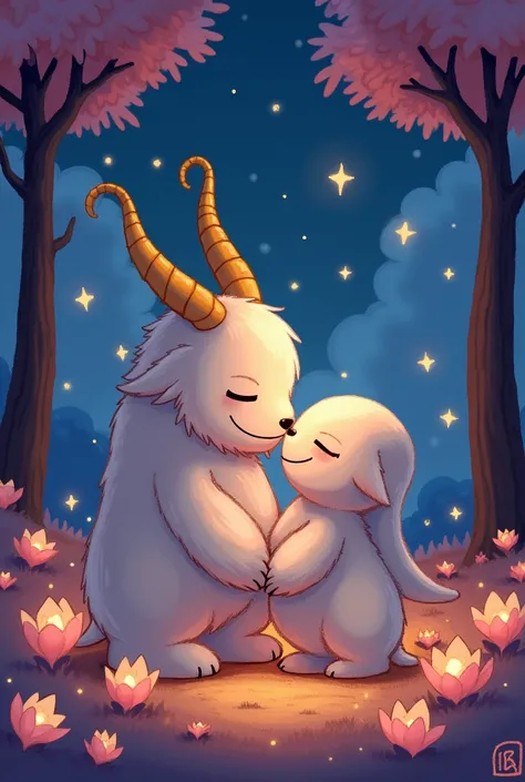 Create an animated illustration of the Undertale characters,Asgore and Toriel romantic,that are as similar as possible to the game are anthropomorphic goats created in a video game called undertale