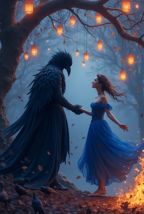 A love story between a crow king and a brave dancer with crows and dancers around