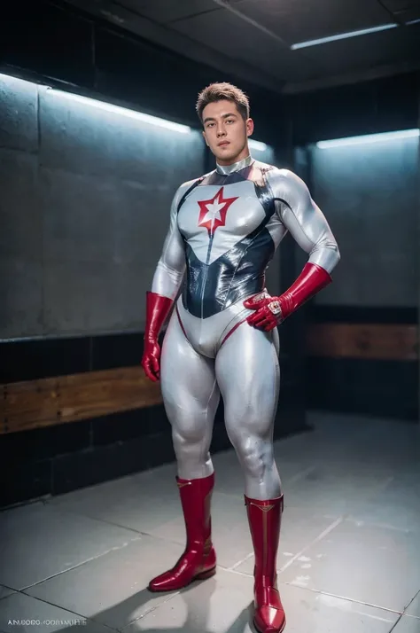 (realistic,hyper-detailed,8k,DC comic superhero,Captain Atom,captainatom),
(silver suit,silversuit),
(red gloves,redgloves),
(red boots,redboots) ,  ((unrealistic wide hips , unrealistic wide pelvis , plump hips)) , hips , thighs , sexy , eroticism , nsfw ...