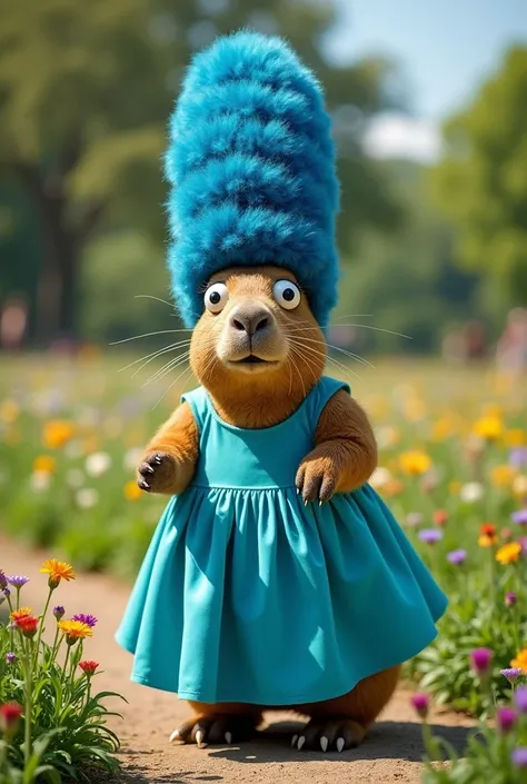 Capybara dressed as Margie Simpson