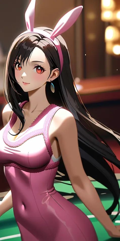 (((((tifa lockhart:1.5))))),((Highest quality、masterpiece、anime style、best quality、high resolution、8k、detailed、ultra-detailed:1.3))、Long legs:1.2, Beautiful woman with perfect figure:1.4、(Smiling:1.2), double eyelid、30-year-old female、((((One Woman,beautif...