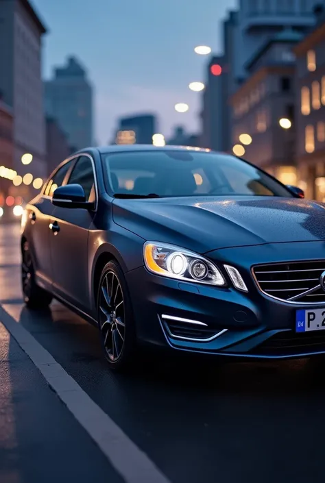 Volvo s60 2011 dark matte blue and black rims, front corner view