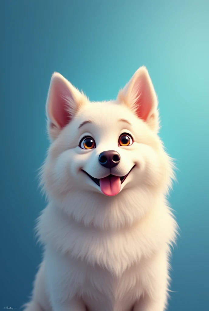 Animated image of cute Siberian dog face with title "The diary of my faithful friend"in Spanish with elegant and stylish font and bondi blue gradient background