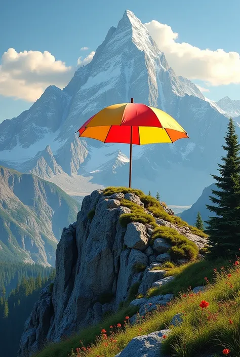 mountain with umbrella