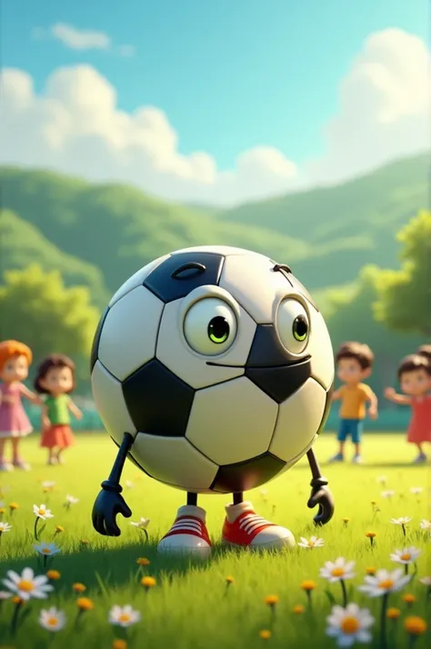 Humanoid soccer ball looking at a  