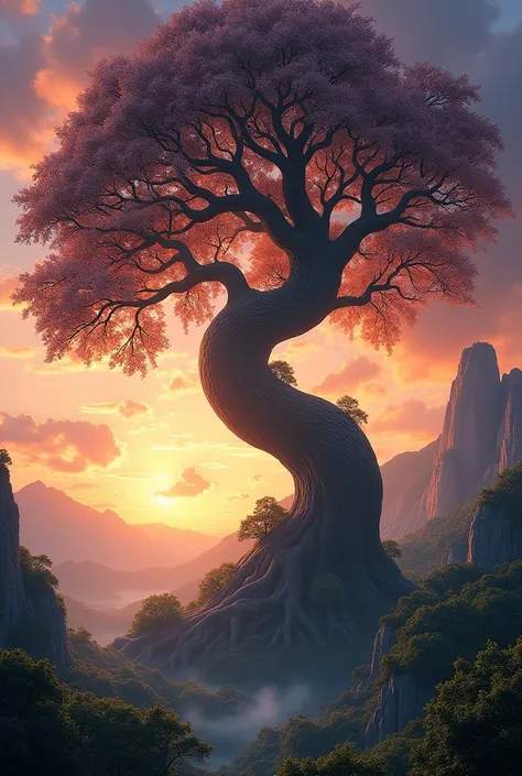 masterpiece, Highest quality, ((A big tree that looks like a snake dragon))、 Stretching high into the sky、