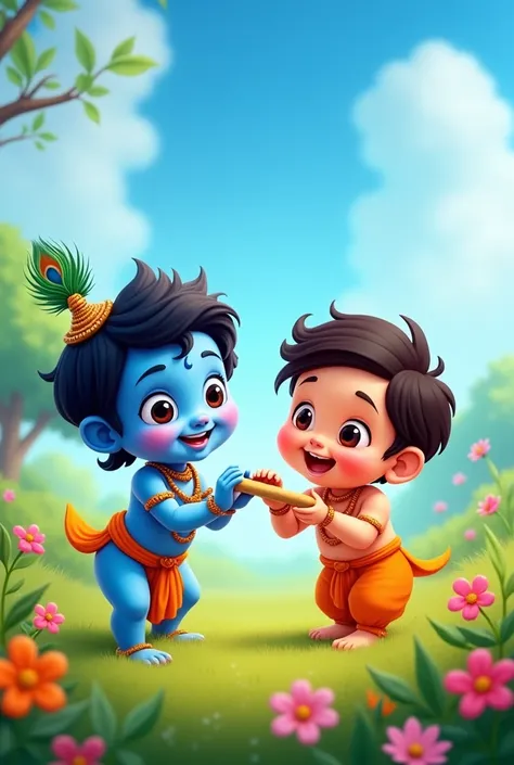 Cute Krishna and chhota bheem friendship 