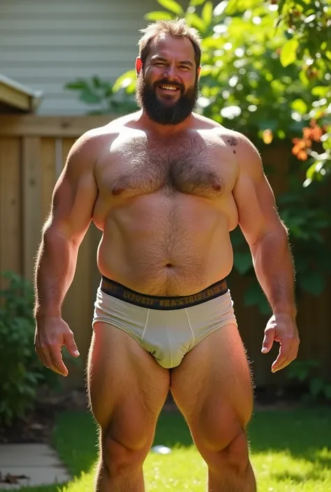 Very fat muscular dad dirty in underwear 