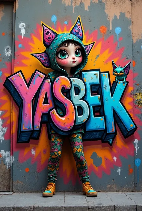 Graffiti with the name YASBEK with a unique character 