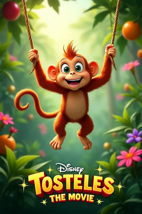 Make a Disney movie poster of a monkey and it says Tosteles the movie