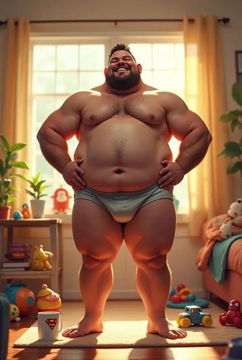 Very fat muscular dad dirty in sweaty underwear 