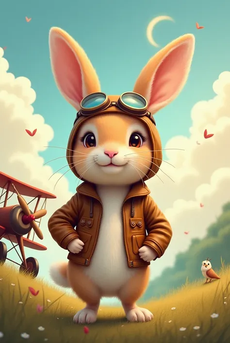 Rabbit dressed as an aviator 

