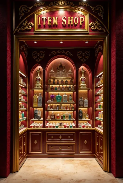 Luxurious Attar Perfume Showroom With The Entrance Name Of ITEM SHOP 