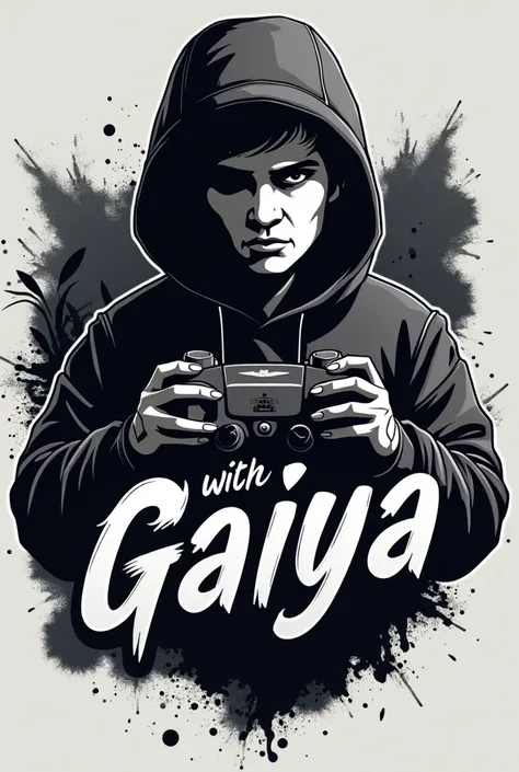 Youtube logo make Name is Gaming with Gaiya. Black and white. Game control 
