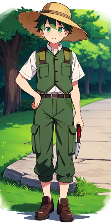 Full body, beautiful eyes , 1 boy  , full body , cute boy , anime style , handsome eyes  , (standing up) ,boy, (Age: Late 50s
Hair: Salt-and-pepper, usually kept short
Eyes: Green
Attire: Dr. Arbor often wears practical, nature-oriented clothing like cargo...