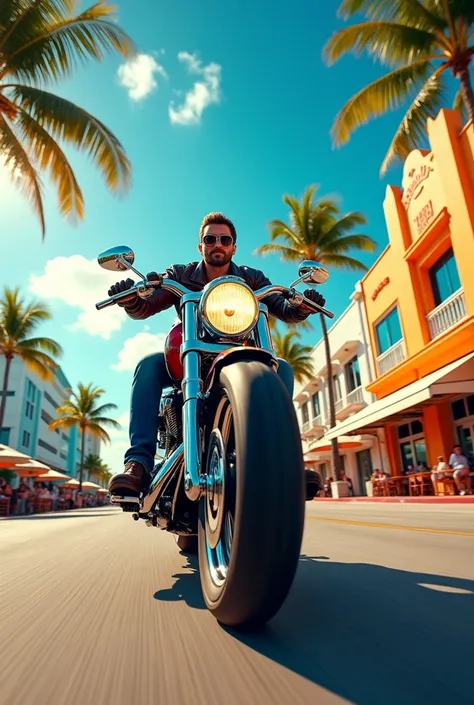 Create an iPhone by riding a motorcycle through the streets of Miami 