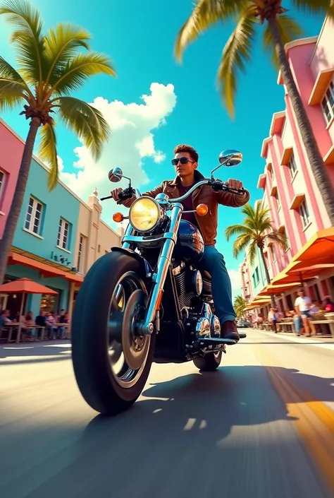 Create an iPhone by riding a motorcycle through the streets of Miami 