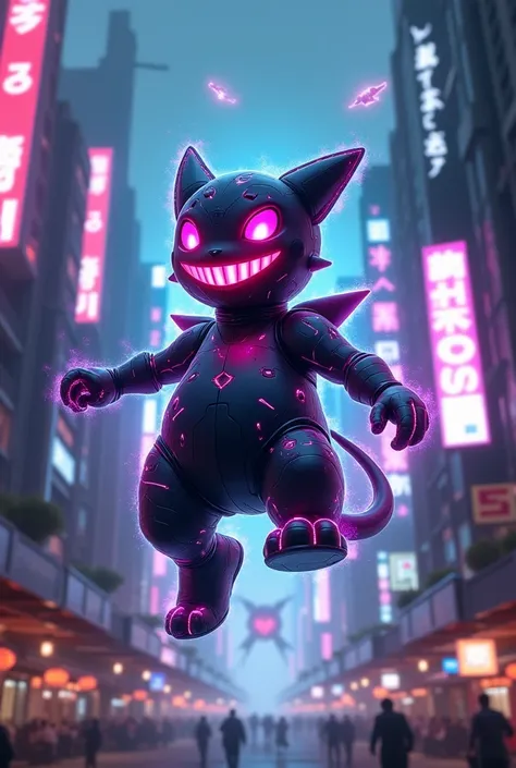  Gengar in pokemon but with cyberpunk style costume
