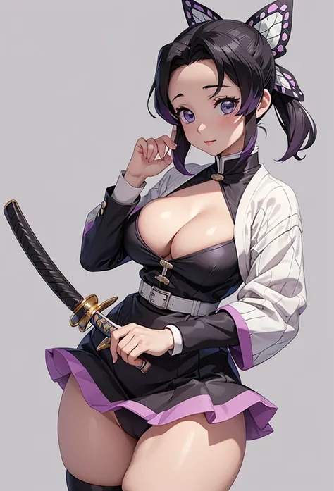 Masterpiece,Solo,1Girl,Shinobu Kochou,(Kimetsu No Yaiba),Big Breasts,Perfect Body,Sexy Body Hot,Best Quality,High Resolution,Photograph 8K,Ultra Detailed,Female Maid Prancis Theme,Female Maid Outfit Anime,Maid Short Dress,Black And White Dress Prancis Cute...