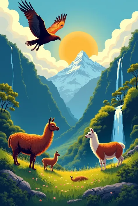 A poster with the animals of the Apurimac province 