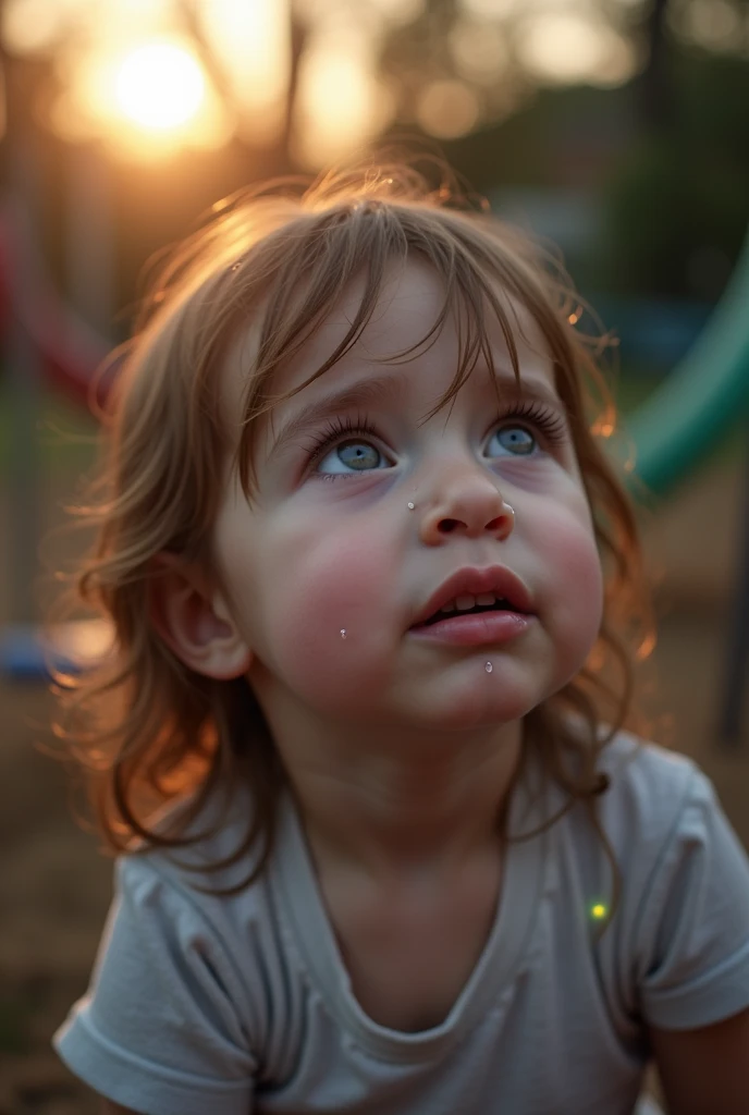 crying child looking up