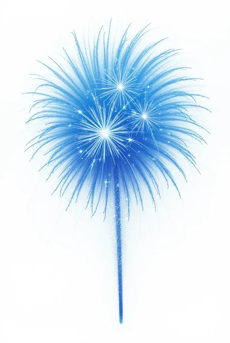 Beautiful blue fireworks１Please draw one。
Use a blue gradation technique for the fireworks color.。
Use only white backgrounds。