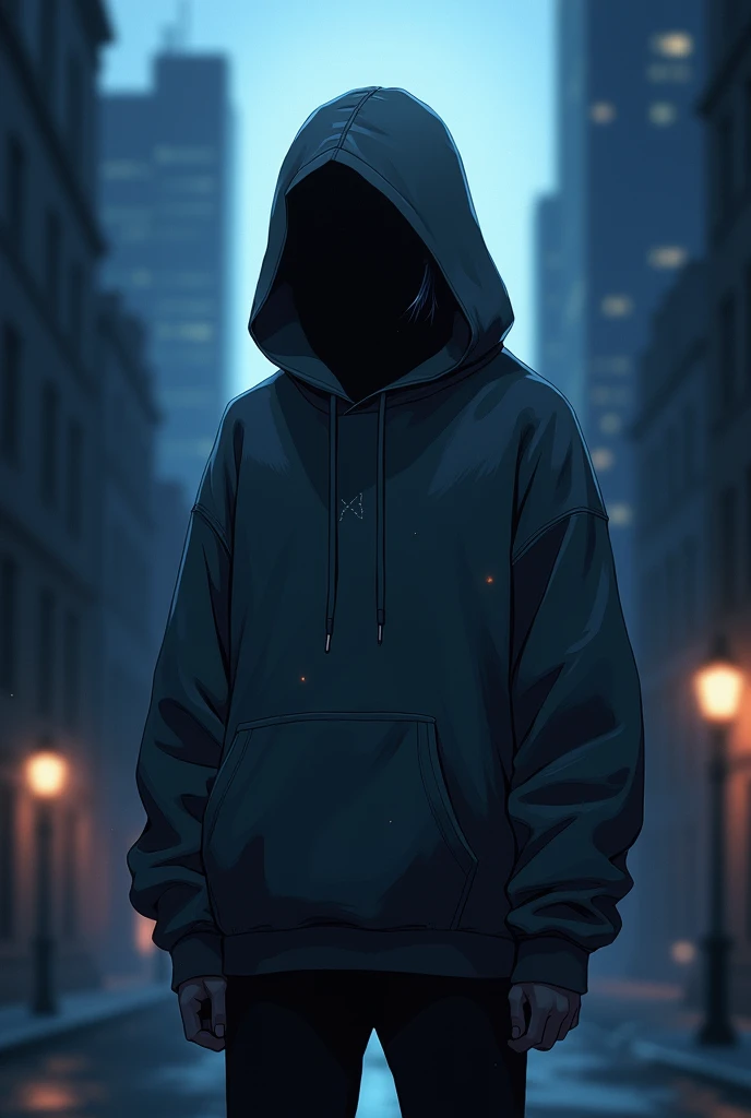 An anime-style illustration of a person wearing a hoodie with a shadow cast on their face by the light coming from behind