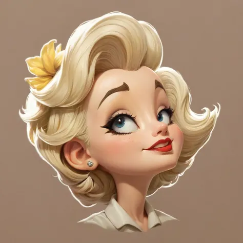 Marilyn Monroe cartoon drawing in art style by Mattias Adolfsson