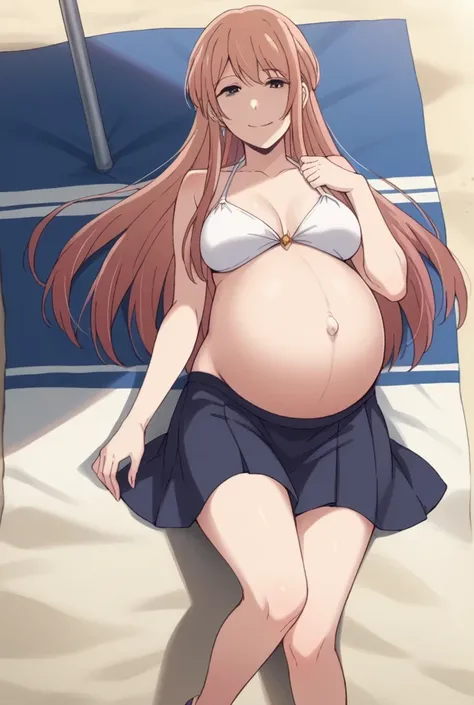 score_9, score_8_up, score_7_up, source_anime,
akaneminagawa, akane minagawa, long hair, bangs, brown hair, brown eyes, bikini, skirt, Heels, big belly, Beach, background, rubing belly, smile,
looking at viewer, cowboy shot, solo, pregnant, possing, Lying ...