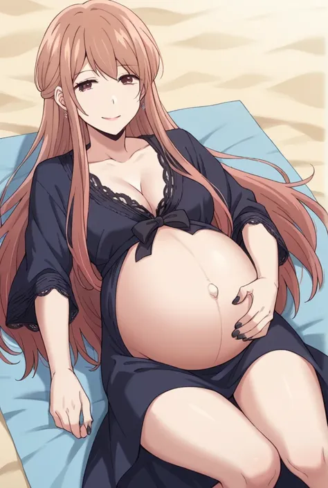 score_9, score_8_up, score_7_up, source_anime,
akaneminagawa, akane minagawa, long hair, bangs, brown hair, brown eyes,
lace robe, maternity robe, skirt, Heels, big belly, Beach, background, rubing belly, smile,
looking at viewer, cowboy shot, solo, pregna...