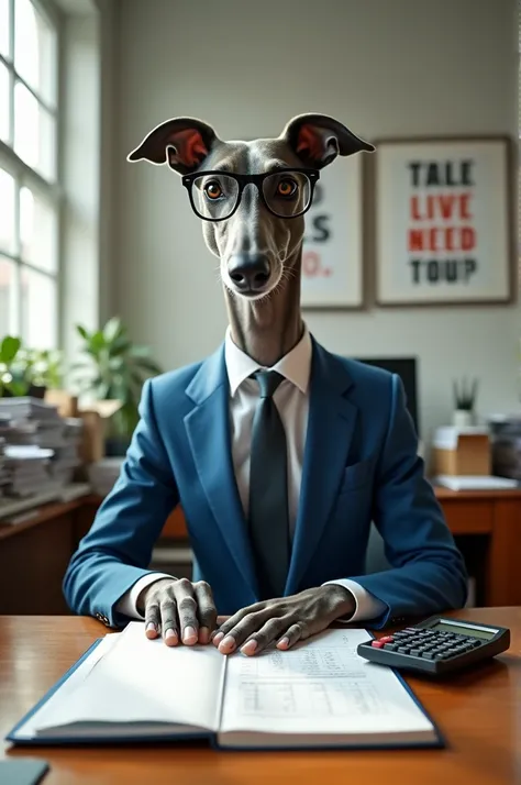 Greyhound dog as an accountant