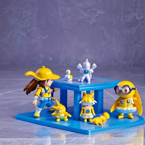 1
a close up of a table with a bunch of small toys, digimon, glamorous angewoman digimon, minions digimon, digimon key art, toys figures, vinyl toy figurine, posable pvc, nendoroid 3 d, detailed image, figurines, digimon anime key art, nendoroid, takaratom...