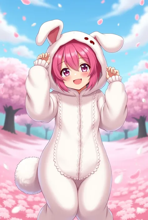 Short hair anime girl in bunny costume